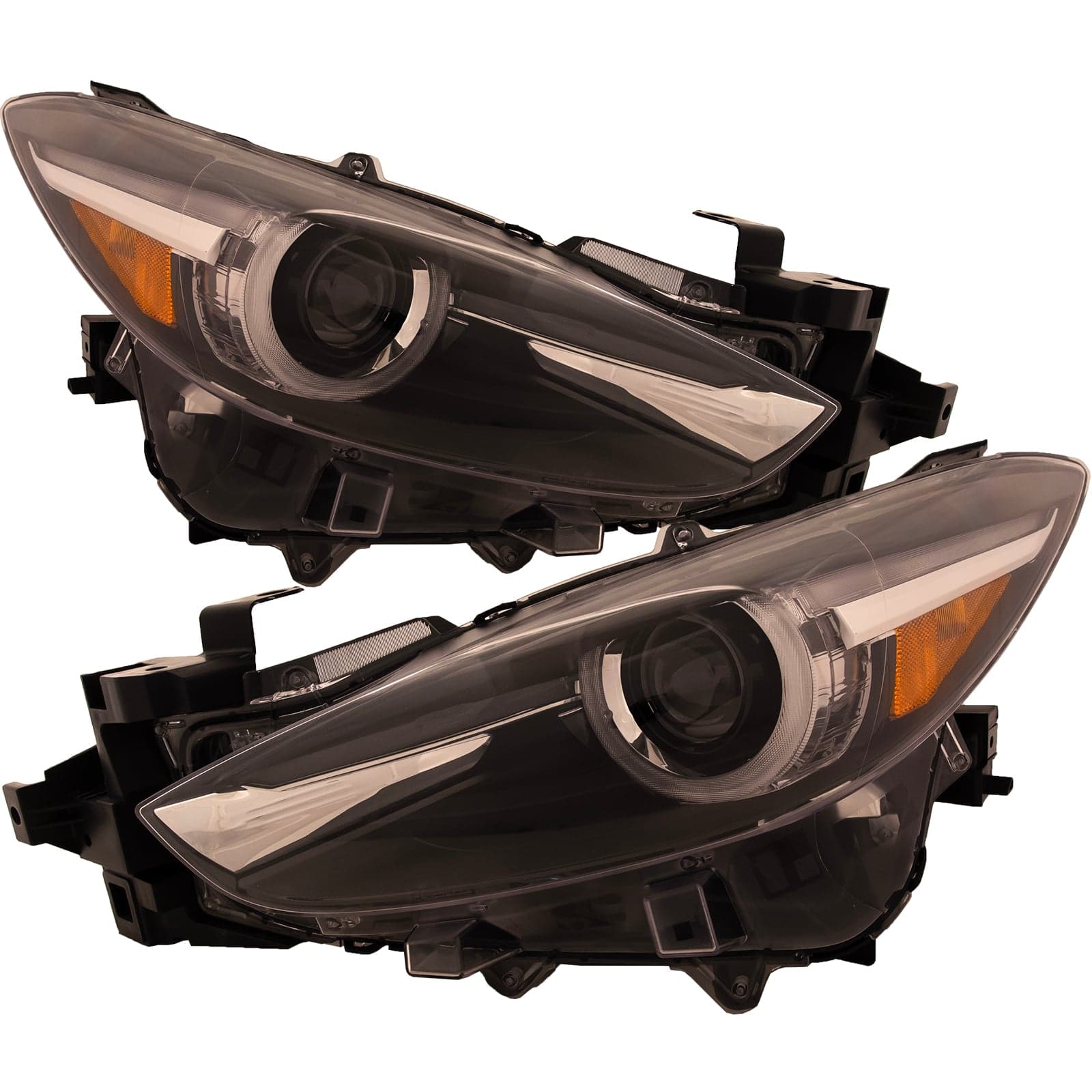 2017-2018 Mazda Mazda3 Headlights Set Fits 17-18 Mazda 3 Pair CAPA Certified LED Lamps Black